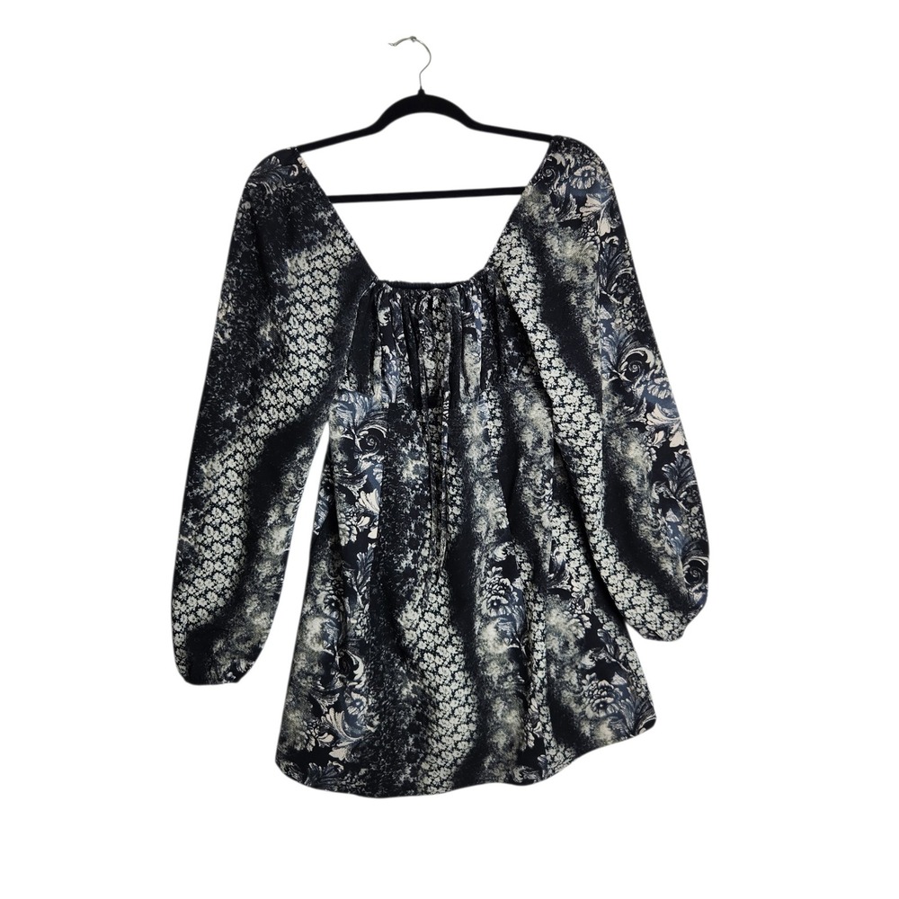 Urban Outfitters Floral Damask Mini Dress Black White Smocked Back size L